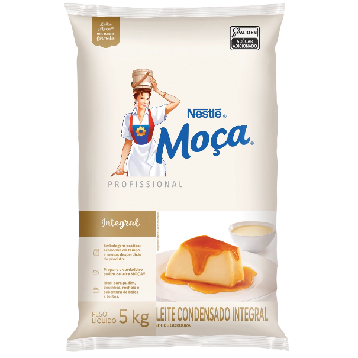 LEITE CONDENSADO GRANDE INTEGRAL MOÇA NESTLÉ 5 KG (CX 2 BAG)